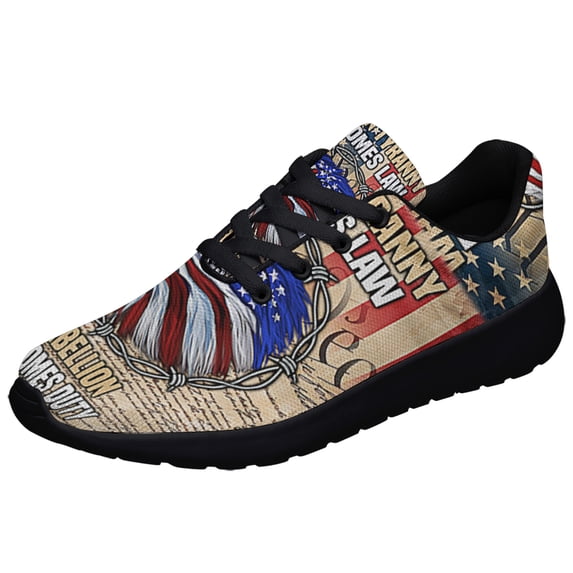Patriotic Eagle Print Sneakers Lightweight Comfortable Running Shoes for Men Women Black Size 5