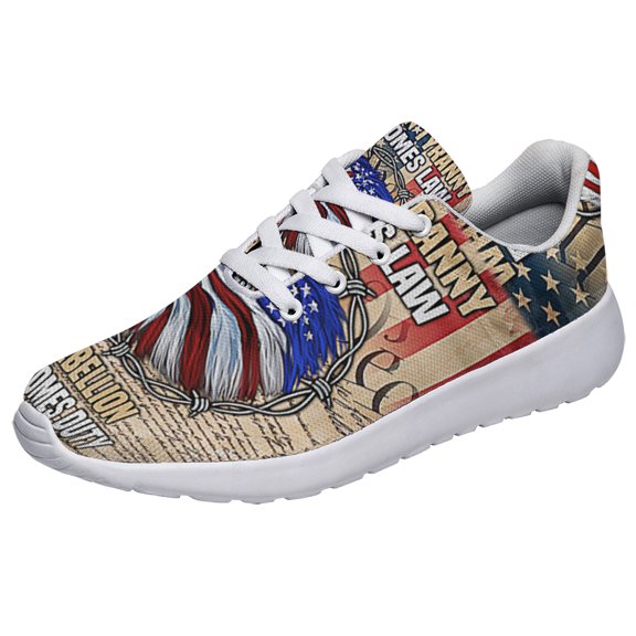 Patriotic Eagle Print Sneakers Lightweight Comfortable Running Shoes for Men Women White Size 3.5