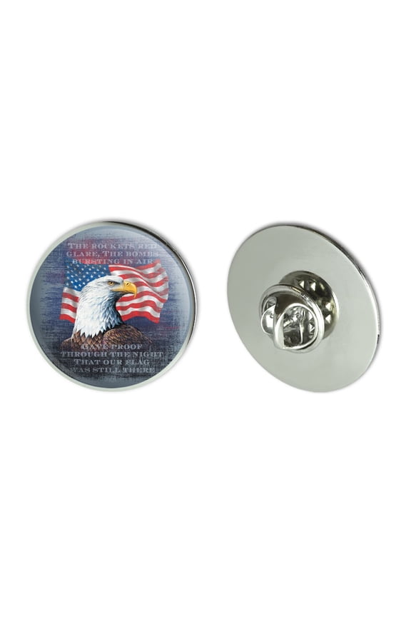 Patriotic Eagle Rockets Red Glare American Flag Metal 1.1" Tie Tack Hat Lapel Pin Pinback