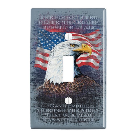 Patriotic Eagle Rockets Red Glare American Flag Plastic Wall Decor Toggle Light Switch Plate Cover