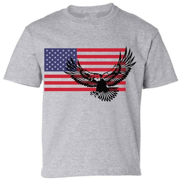 Patriotic Eagle Shirt - Kids Youth USA Tee - American Flag 4th of July
