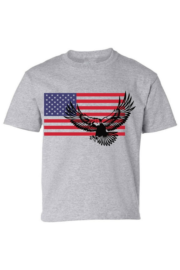 Patriotic Eagle Shirt - Kids Youth USA Tee - American Flag 4th of July