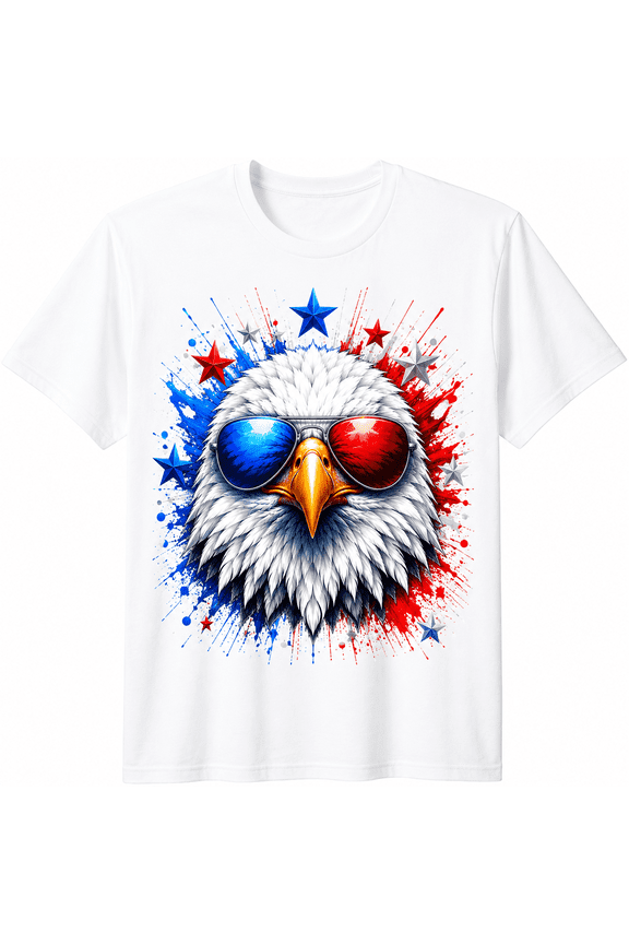 Patriotic Eagle Sunglasses Graphic T-Shirt for Men Women, American Freedom Bird Independence Day Tee, USA Pride Patriotic Graphic Shirt, 4th of July Gift, Unisex Casual Top