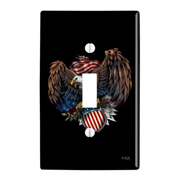 Patriotic Eagle USA American Flag Shield Plastic Wall Decor Toggle Light Switch Plate Cover