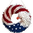 thumbnail image 1 of Patriotic Eagle Wooden Door Wreath with American Flag Design, 30cm Flat 4th of July Decor, 1 of 5