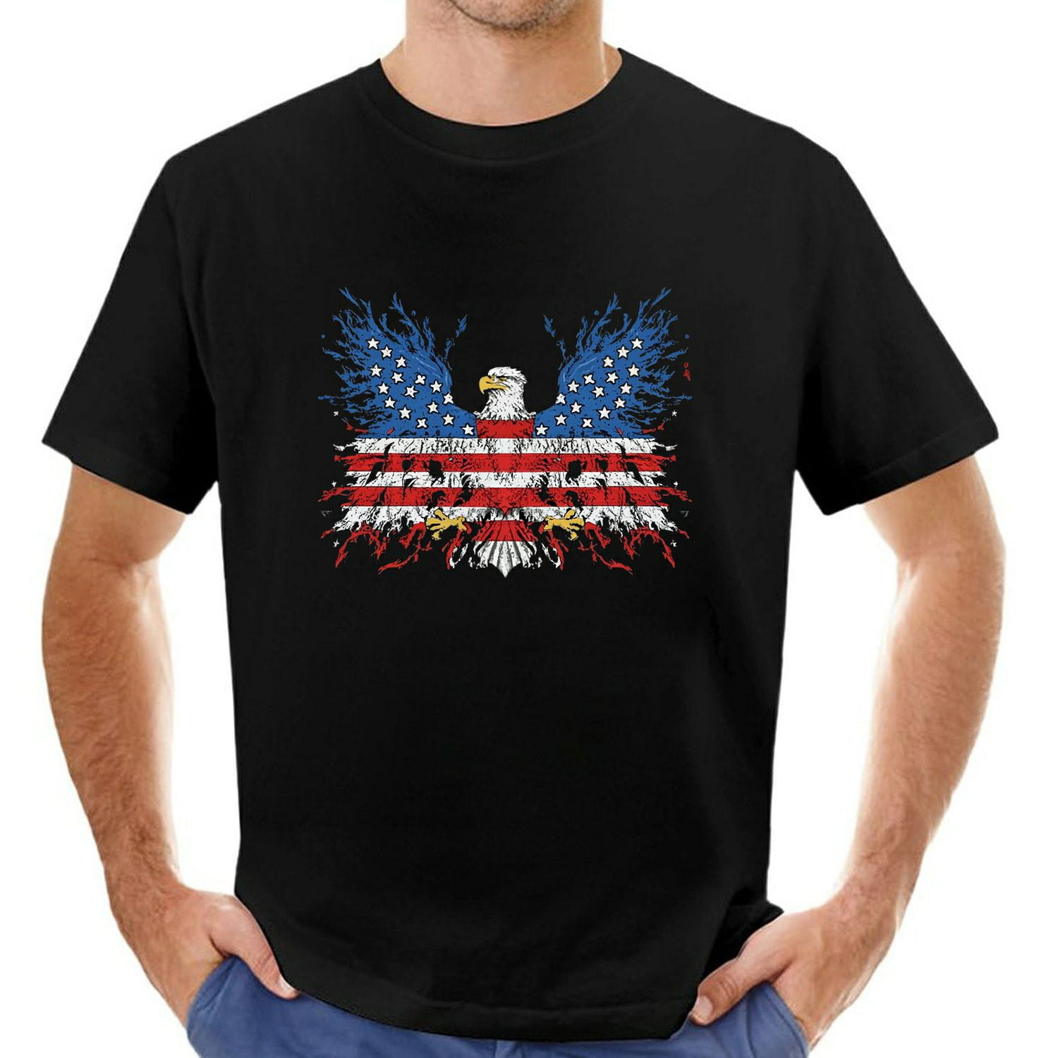 Patriotic Eagle Mullet Usa Flag 4th Of July Eagle Mullet Crew Neck Mens T Shirts Black Small 2911