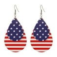 thumbnail image 1 of Patriotic Earrings for Women - 4th of July American Flag Dangle Earrings, PU Leather Red White Blue USA Themed Jewelry, for Independence Day & Everyday Outfits, 1 of 6