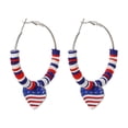 thumbnail image 1 of Patriotic Earrings for Women - 4th of July American Flag Dangle Earrings, PU Leather Red White Blue USA Themed Jewelry, for Independence Day & Everyday Outfits, 1 of 6