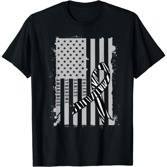 Patriotic Ehlers-Danlos Syndrome EDS Awareness Zebra Ribbon T-Shirt