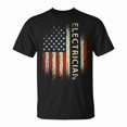 thumbnail image 1 of Patriotic Electrician American USA Flag Graphic Tee Unisex Adult Cotton Casual Workwear for Electricians or Independence Day Wear, Size 3XL, Color Black, 1 of 3