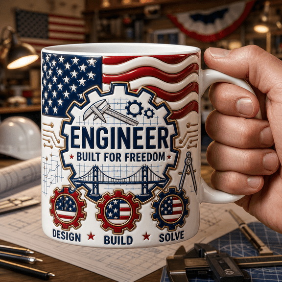 Engineer Patriotic Ceramic Coffee Mugs 11oz 15oz Design Build Solve STEM Gift