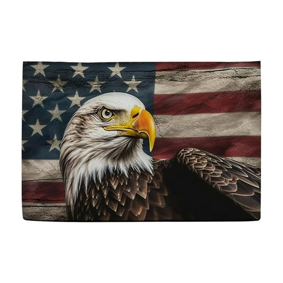 Patriotic Entrance Door Mat, American Flag with Eagle Decor Doormat,Non-Slip Carpet Rugs with Felt Decorative for Home/Indoor/Outdoor