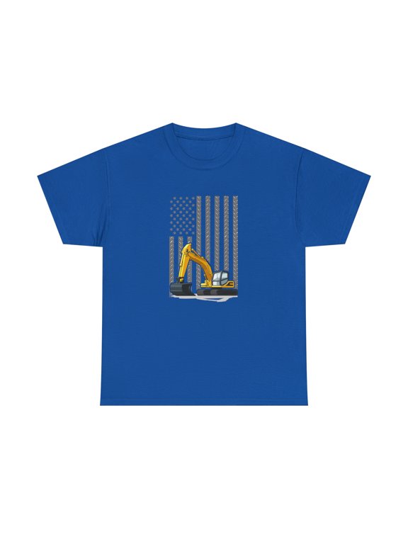 Patriotic Excavator Shirt, Heavy Equipment T Shirt, Construction - ID: 2198