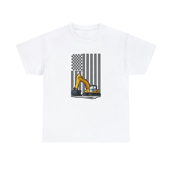 Patriotic Excavator Shirt, Heavy Equipment T Shirt, Construction - ID: 2198