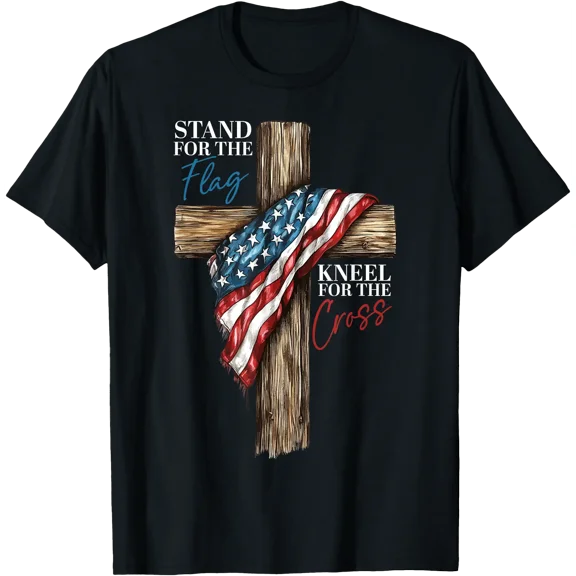 Patriotic Faith Flag - Cross with Draped American Flag Design - Double Sided Durable Outdoor Decor