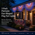 thumbnail image 1 of Patriotic Fan Flag Net Light LED Outdoor Decorations for Independence Day 4th of July - Festive Red White Blue Lighting Fan Shaped Decorative Net Light for Home Porch Yard Wall Window Party Decor, 1 of 9
