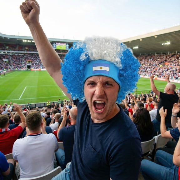 Patriotic Fan Wig with National Flag Headband â Curly Afro Hair for Sports Events, World Cup, Carnival & â One Size Fits Most Adults (14 Country Options)