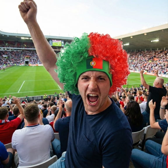 Patriotic Fan Wig with National Flag Headband â Curly Afro Hair for Sports Events, World Cup, Carnival & â One Size Fits Most Adults (14 Country Options)