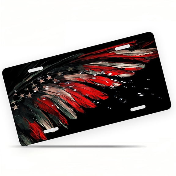 Patriotic Feather Wing Funny Personalized License Plate Rust-proof Stainless Steel Metal License Plate Suitable For Men And Women 12.2" x 6.2"