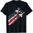 thumbnail image 1 of Patriotic Fighter Jet Airplane American Flag Vintage T-Shirt men and women can wear, black, white, gifts, 1 of 4