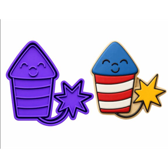 Patriotic Firecracker Cookie Cutter & Stamp