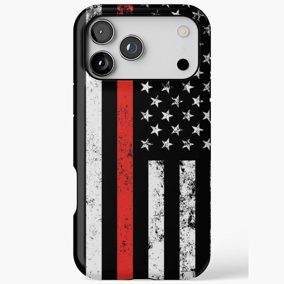 Patriotic Firefighter Style Thin Red Line iPhone Case 17 16 15 14 13 12 11 Pro Max