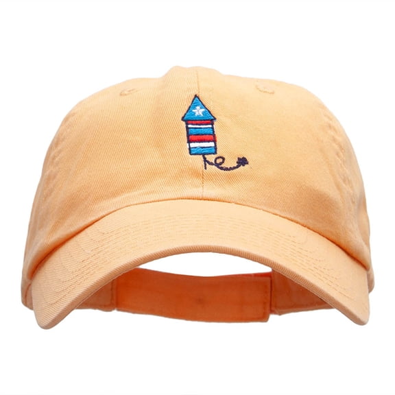 Patriotic Firework Bike Embroidered Cotton Twill Cap - Peach OSFM