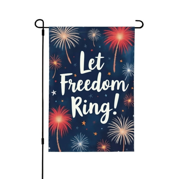 Patriotic Fireworks Garden Flag 12x18 Inch Double Sided Let Freedom Ring! Outdoor Yard Decoration For Independence Day 4th Of July Summer Holiday Festive Decorations