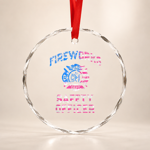 Patriotic Fireworks Safety Officer Director Pyro Engineering Glass Ornament