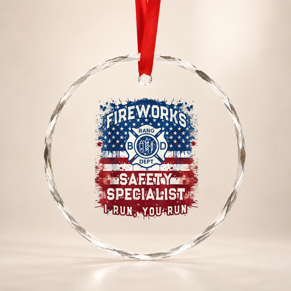 Patriotic Fireworks Safety Specialist Pyro Staff Boom Squad Glass Ornament