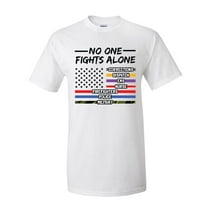 Patriotic First Responders USA Flag No One Fights Alone Short Sleeve T-shirt-White-small