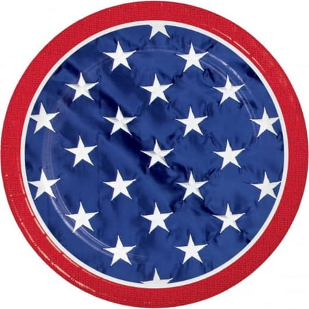 Patriotic Flag 7-inch Paper Plates 8 Per Pack