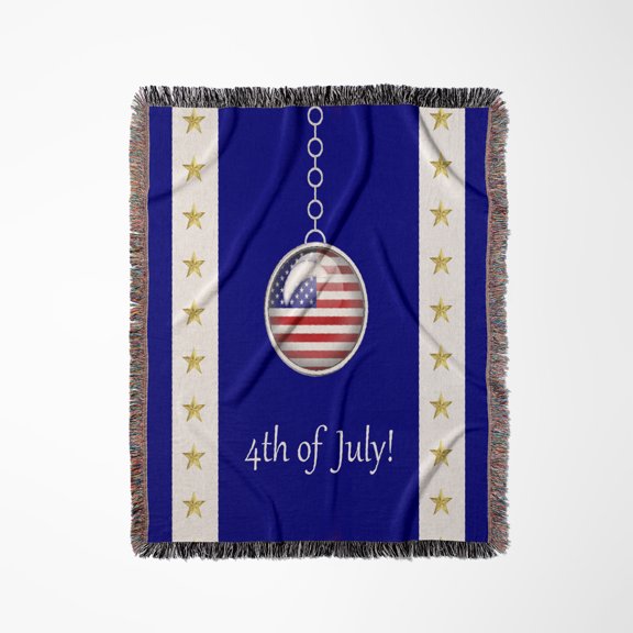 Patriotic Flag Charm On Chain, 4Th Of July, Woven Blanket
