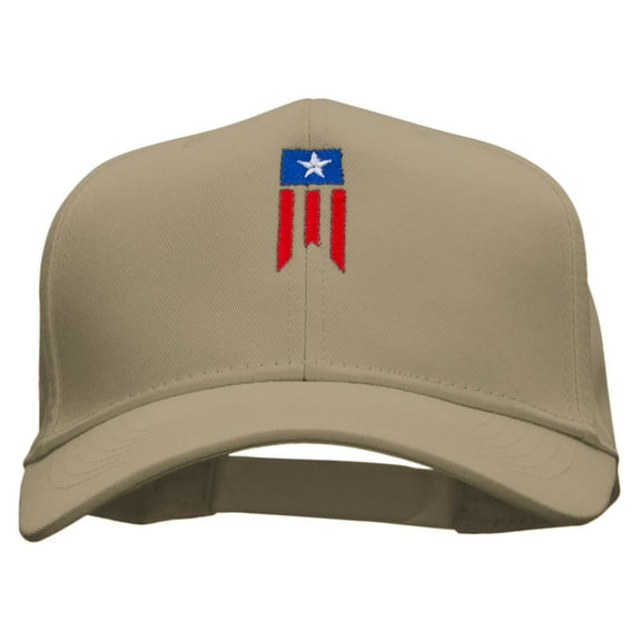Patriotic Flag Embroidered Cotton Twill Pro Style Cap - Khaki OSFM
