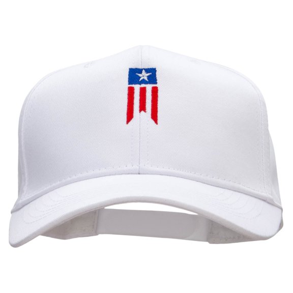 Patriotic Flag Embroidered Cotton Twill Pro Style Cap - White OSFM