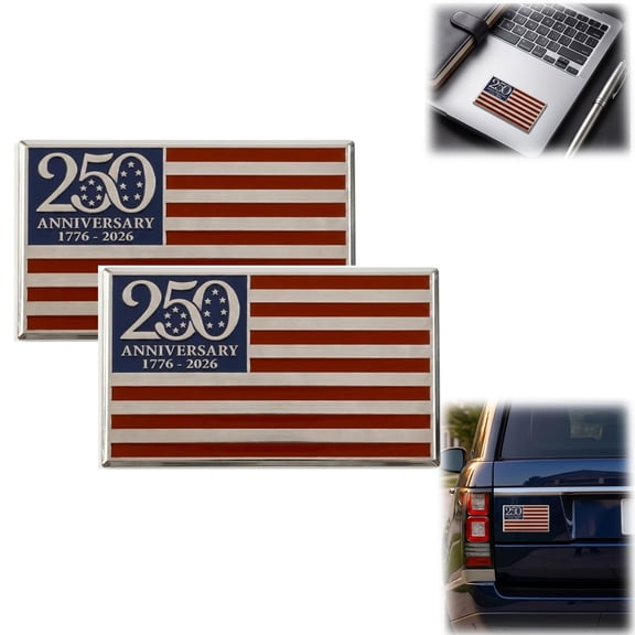 Patriotic Flag Magnetic Car Emblem, American Flag 3D Metal Badge for Trucks SUVs RV 2PCS