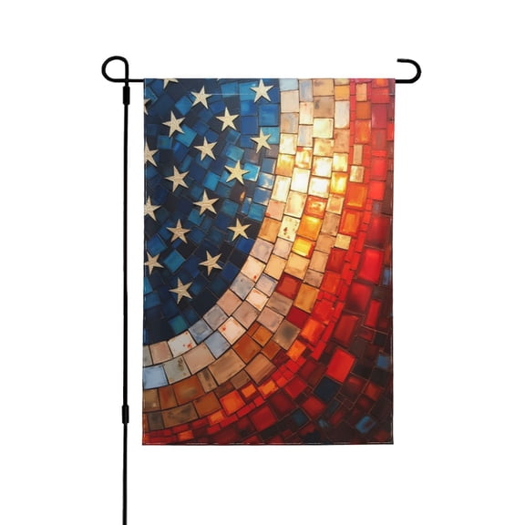 Patriotic Flag Mosaic Garden Flag DoubleSided 12x18 Inch Outdoor Yard Flag Decorative House Flag For Independence Day Memori