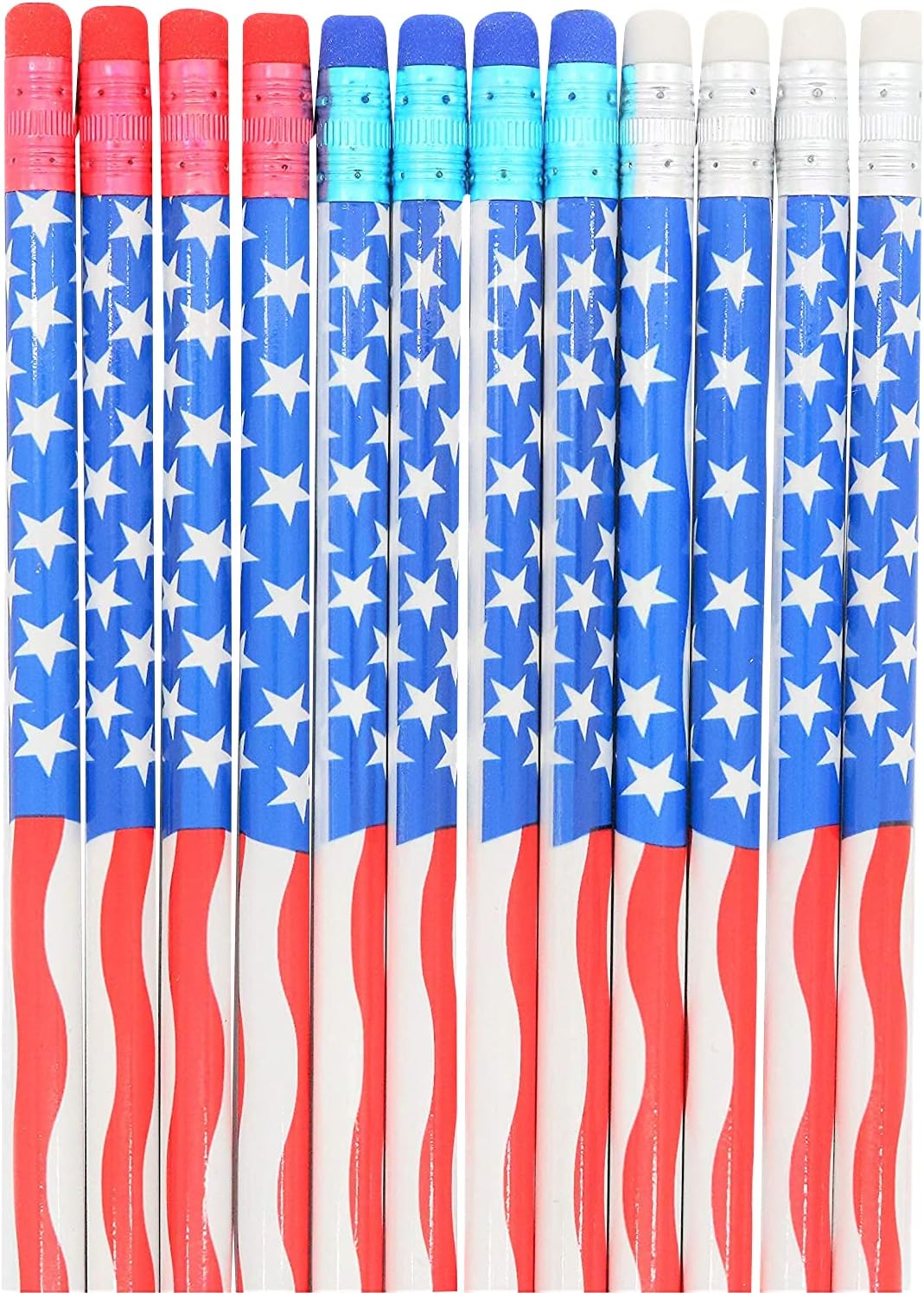 Patriotic Flag Pencils (7.5") Wooden. 4Th Of July Independence Day! (24