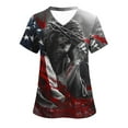 thumbnail image 1 of Patriotic Flag Scrub Tops,Cadancy Plus Size Nurse Uniforms for Women Summer 2025,Vacation Clothes Plus Size Blouses Casual,Red Shirts Sexy V Neck,Patriotic Memorial Day,Playeras De Mujer L, 1 of 5