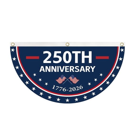 Patriotic Flags,250th Anniversary American Flag Bunting Patriotic Pleated Fan Banner USA Semiquincentennial Decor for Porch Home Outdoor Event,35.4"x70.8"