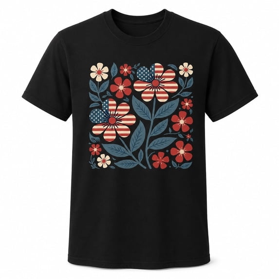 Patriotic Floral Daisy Graphic T-Shirt, Unisex Classic Fit Tee