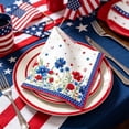 thumbnail image 1 of Patriotic Floral Paper Paper Towels Set - Disposable Tableware for 4th of July BBQ, Picnic, and Party, Red White Blue Flower Design, Food Grade, No Cleanup Required, 1 of 6