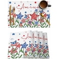 thumbnail image 1 of Patriotic Floral Placemats Set of 4,Washable Woven Burlap Cloth Fabric Placemat for Square/Rectangle/Round/Oval Dining Table,Easy Clean Place Mats for Kids Stars 4th of July Memorial Day White, 1 of 6