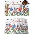 thumbnail image 1 of Patriotic Floral Placemats Set of 6,Washable Woven Burlap Cloth Fabric Placemat for Square/Rectangle/Round/Oval Dining Table,Easy Clean Place Mats for Kids Stars 4th of July Memorial Day White, 1 of 1