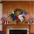 thumbnail image 1 of Patriotic Floral Wreath 17.7 Inch, Red White Blue Hydrangea Wreath with American Flag, Independence Day 4th of July Front Door Decor for Memorial Day, 1 of 6