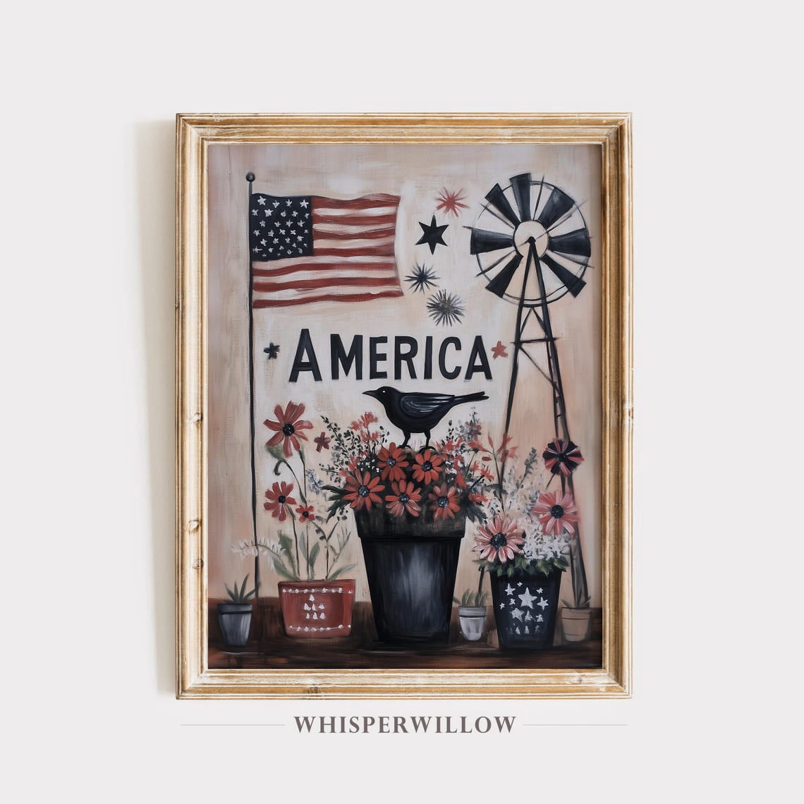 Patriotic Folk Art 4th of July, Rustic Country American Wall Decor ...