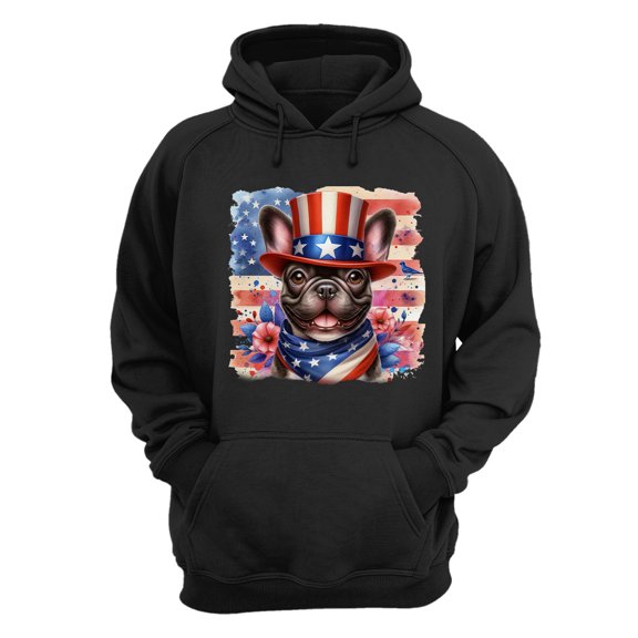 Patriotic French Bulldog Celebrates 4th of July Hoodie Unisex Merch Hoodies Dog Lover Gifts - 02009