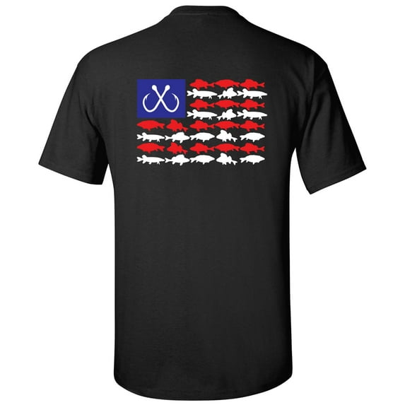 Patriotic Freshwater Fish American Flag USA Fresh Water Fishing Outdoors Men's Short Sleeve T-shirt-Black-6xl