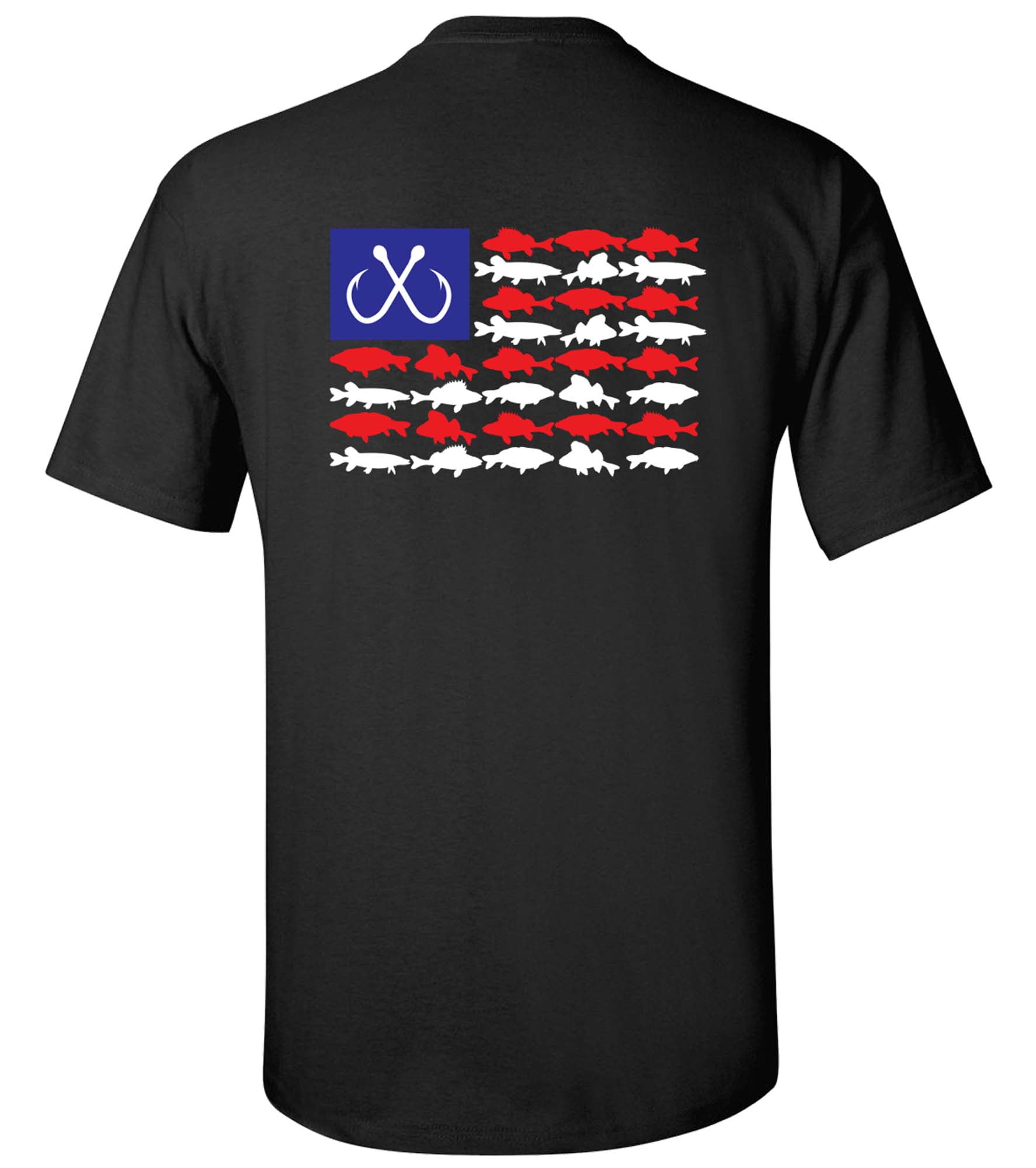 Patriotic Freshwater Fish American Flag USA Fresh Water Fishing Outdoors  Men's Short Sleeve T-shirt-Black-medium 