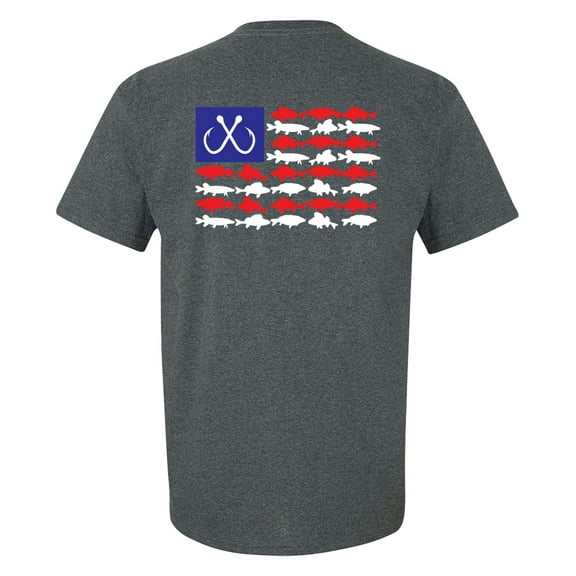 Patriotic Freshwater Fish American Flag USA Fresh Water Fishing Outdoors Men's Short Sleeve T-shirt-Heather Grey-small